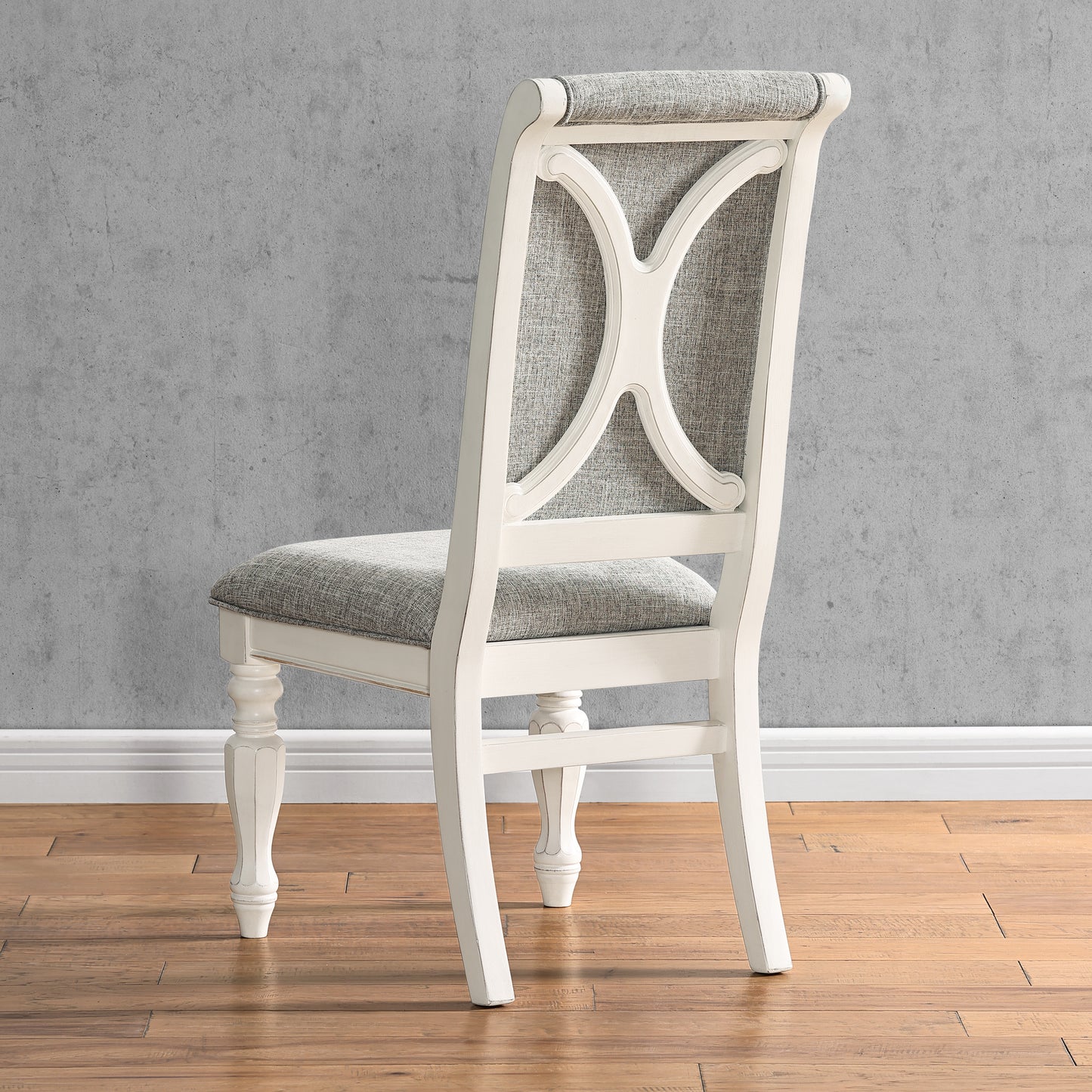 Roundhill Furniture Belleza French Country 5-Piece Dining Set in Antique White and Weathered Oak Finish