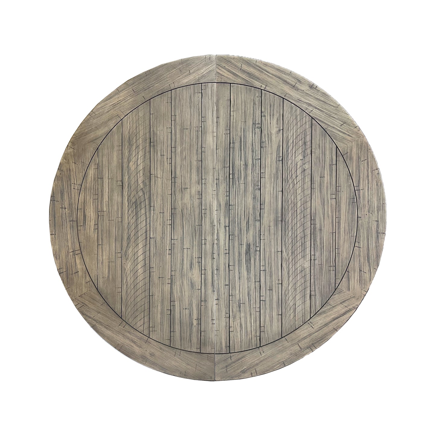 Roundhill Furniture Harola Round Pedestal Dining Table with 18" Leaf, Distressed Pine Finish