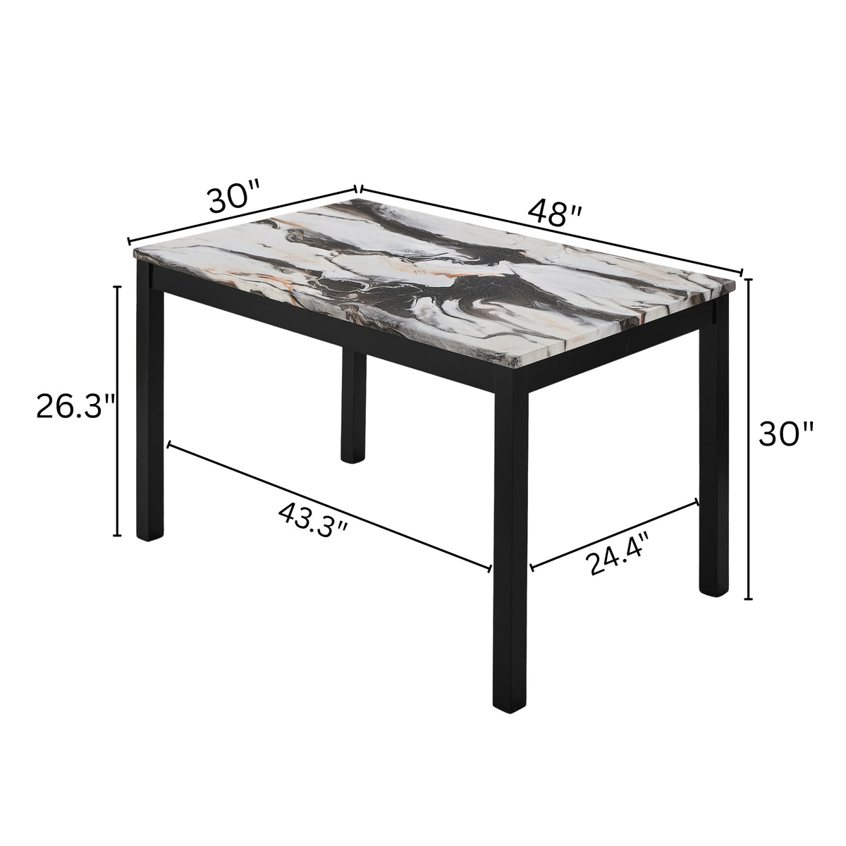 Roundhill Furniture Flint Modern 48" Rectangular Wood Dining Table