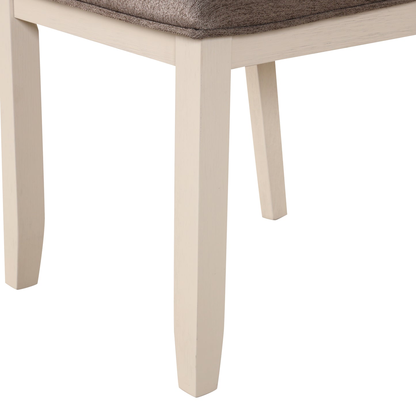 Roundhill Furniture Fasena 5-Piece Dining Set, Trestle Dining Table with 4 Chairs in Rustic Gray and Off White Finish