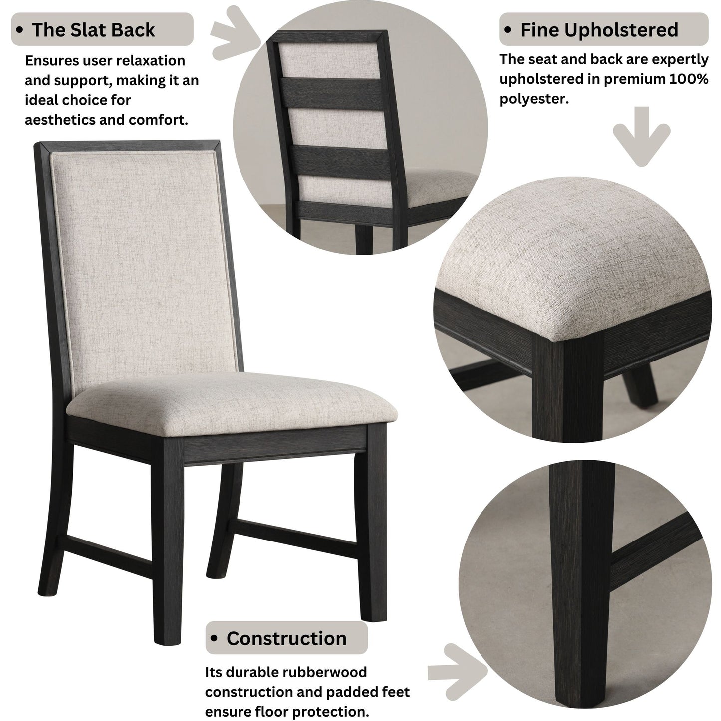 Gates 5-Piece Round Dining Set, Criss-Cross Dining Table with 4 Stylish Chairs, Light Gray