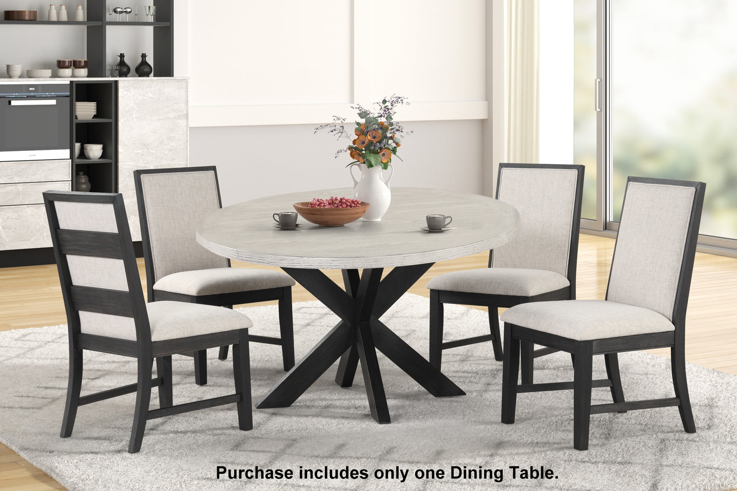 Gates Round Dining Table, Criss-Cross Base, Gray