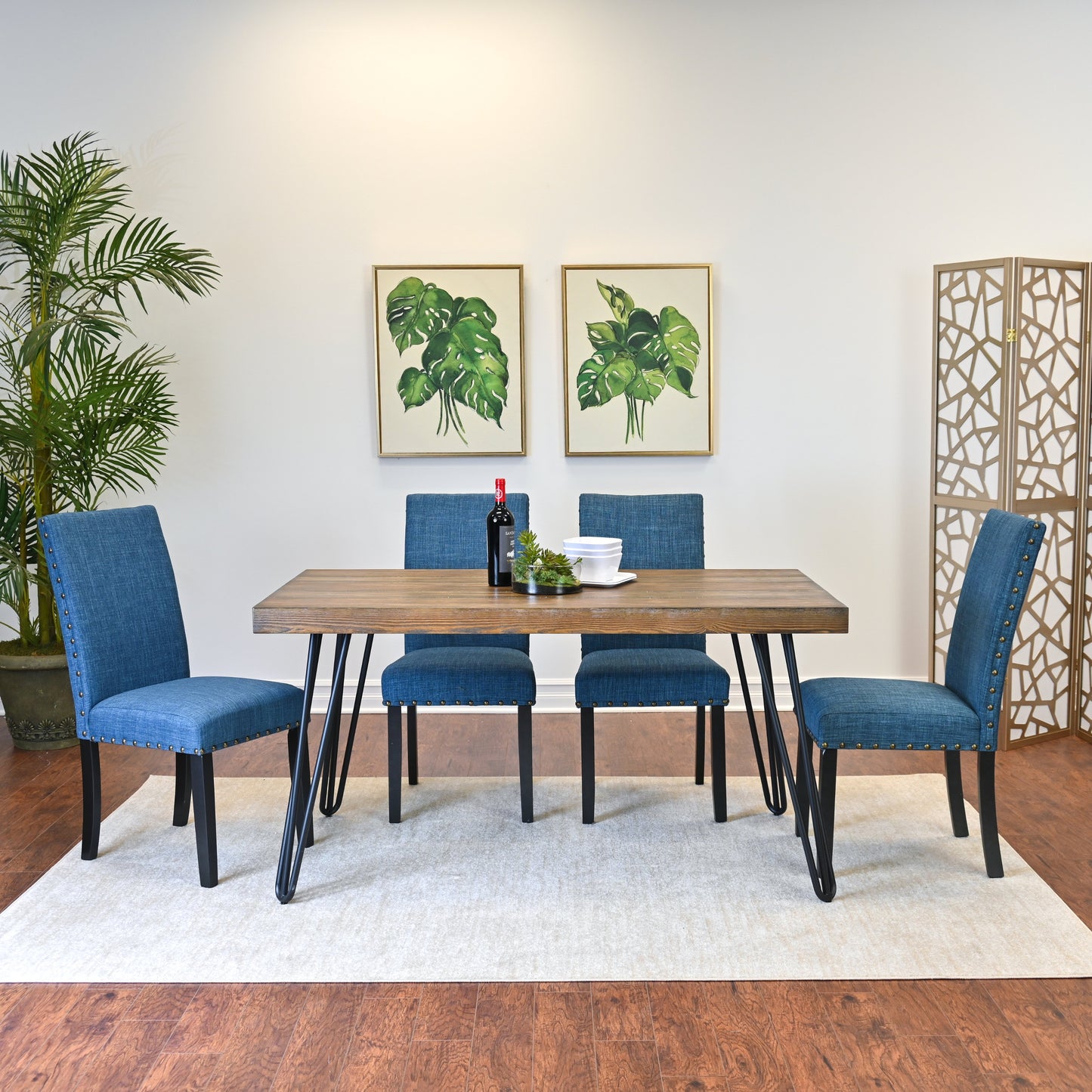 Amisos 5-Piece Dining Set, Hairpin Dining Table with 4 Chairs, 3 Color Options