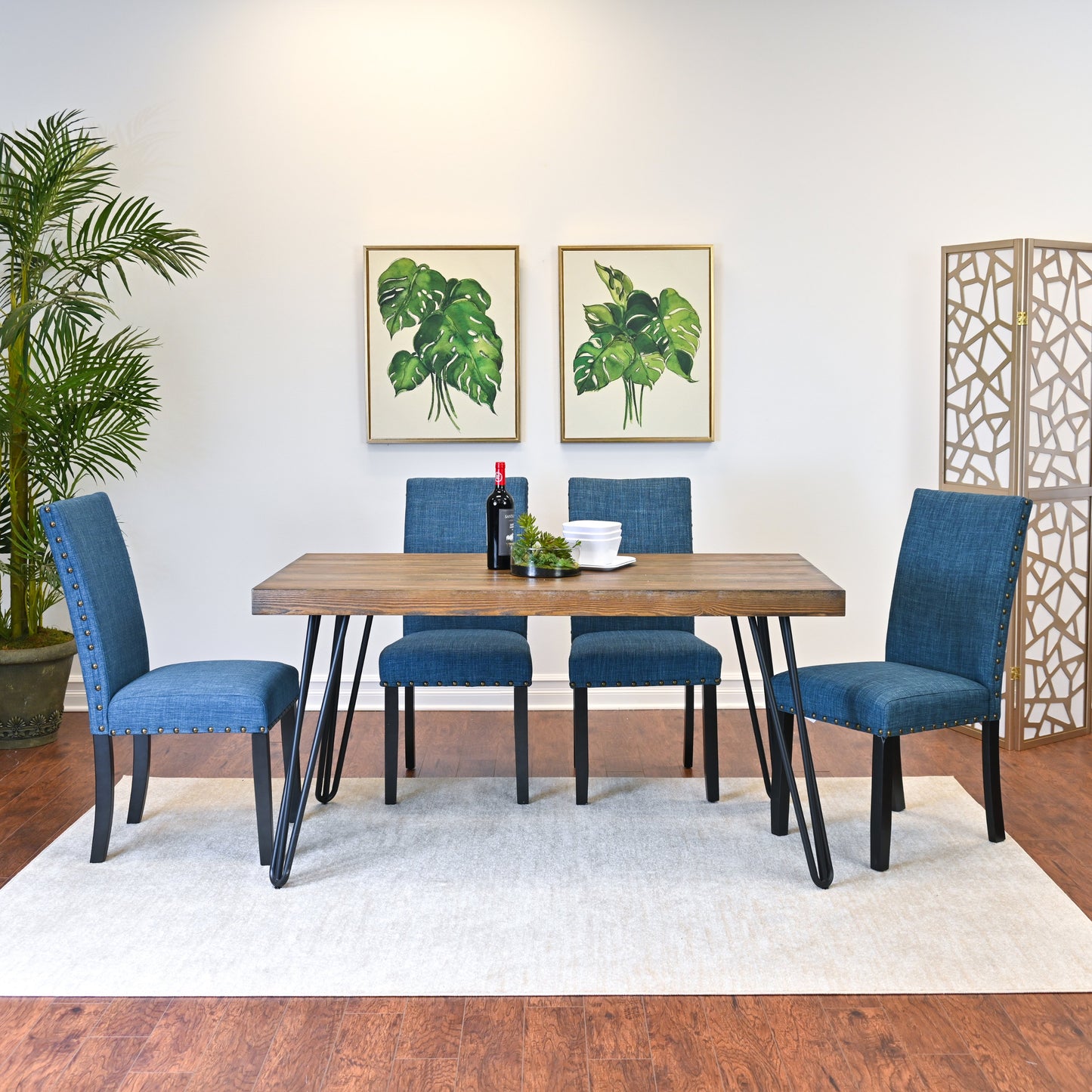 Amisos 5-Piece Dining Set, Hairpin Dining Table with 4 Chairs, 3 Color Options