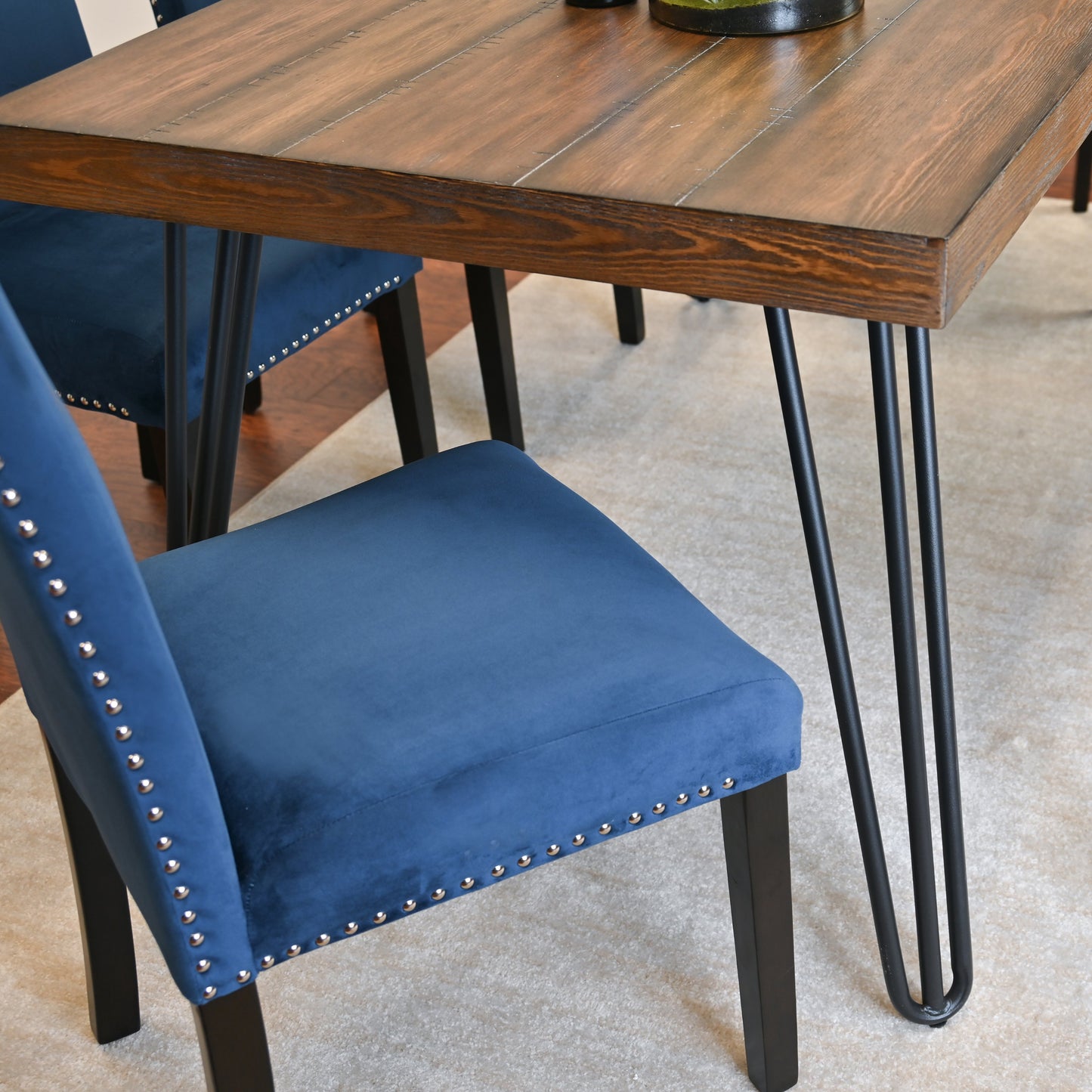 Ashzo 5-Piece Dining Set, Hairpin Dining Table with 4 Chairs, 3 Color Options
