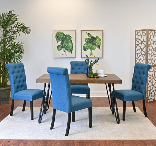 Ashford 5-Piece Dining Set, Hairpin Dining Table with 4 Chairs, 4 Color Options