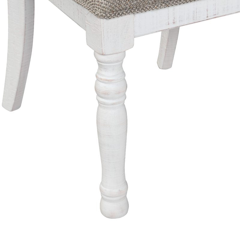 Ebret Farmhouse 5-Piece Two-tone Distressed Dining Set, Brown and White