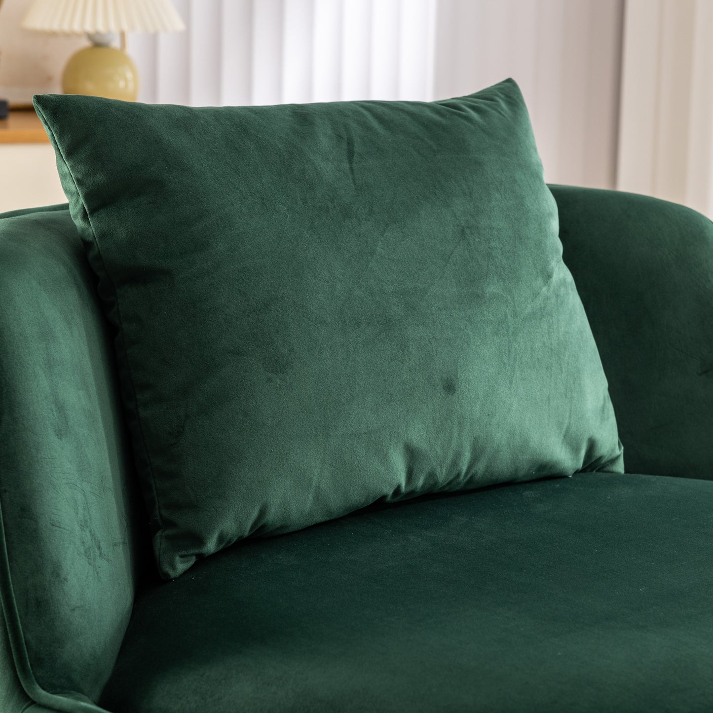 360 Degree Swivel Velvet Accent Chair, Barrel Chair Over-Sized Soft Chair with Seat Cushion, Green