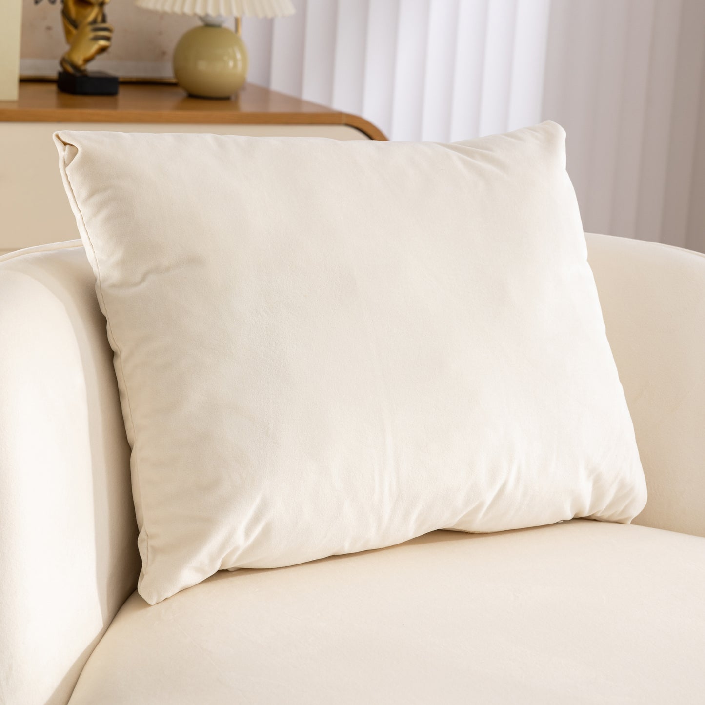 360 Degree Swivel Velvet Accent Chair, Barrel Chair Over-Sized Soft Chair with Seat Cushion, Beige