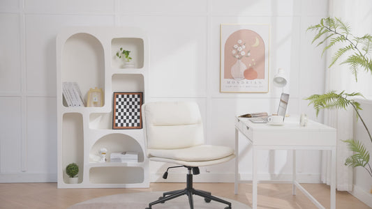 Bizerte Adjustable Swivel Criss Cross Chair, Wide Seat Office Chair Vanity Chair