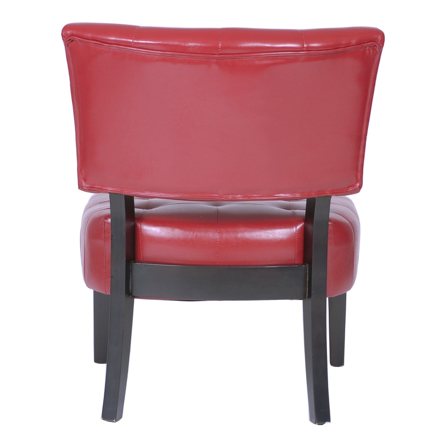 Red Blended Leather Tufted Back Accent Chair with Oversized Seating
