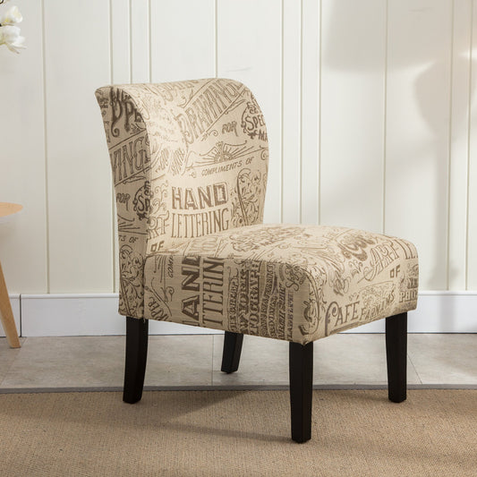 Capa Chalkboard Light Print Fabric Armless Contemporary Accent Chair
