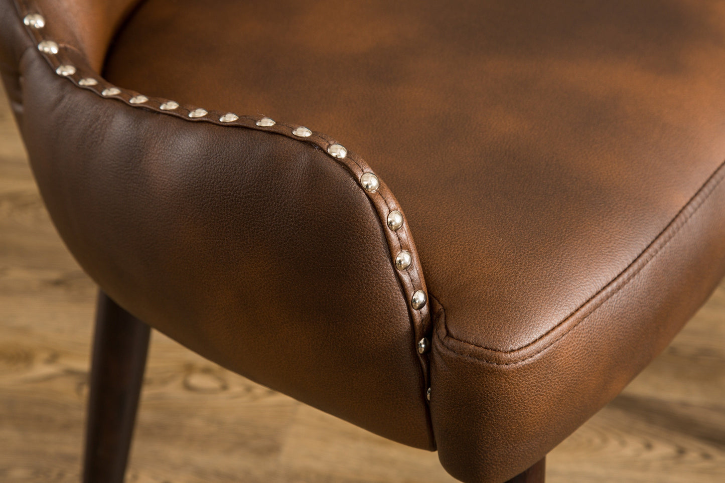 Viking Tufted Button Back barrel chair with Nailhead, Brown