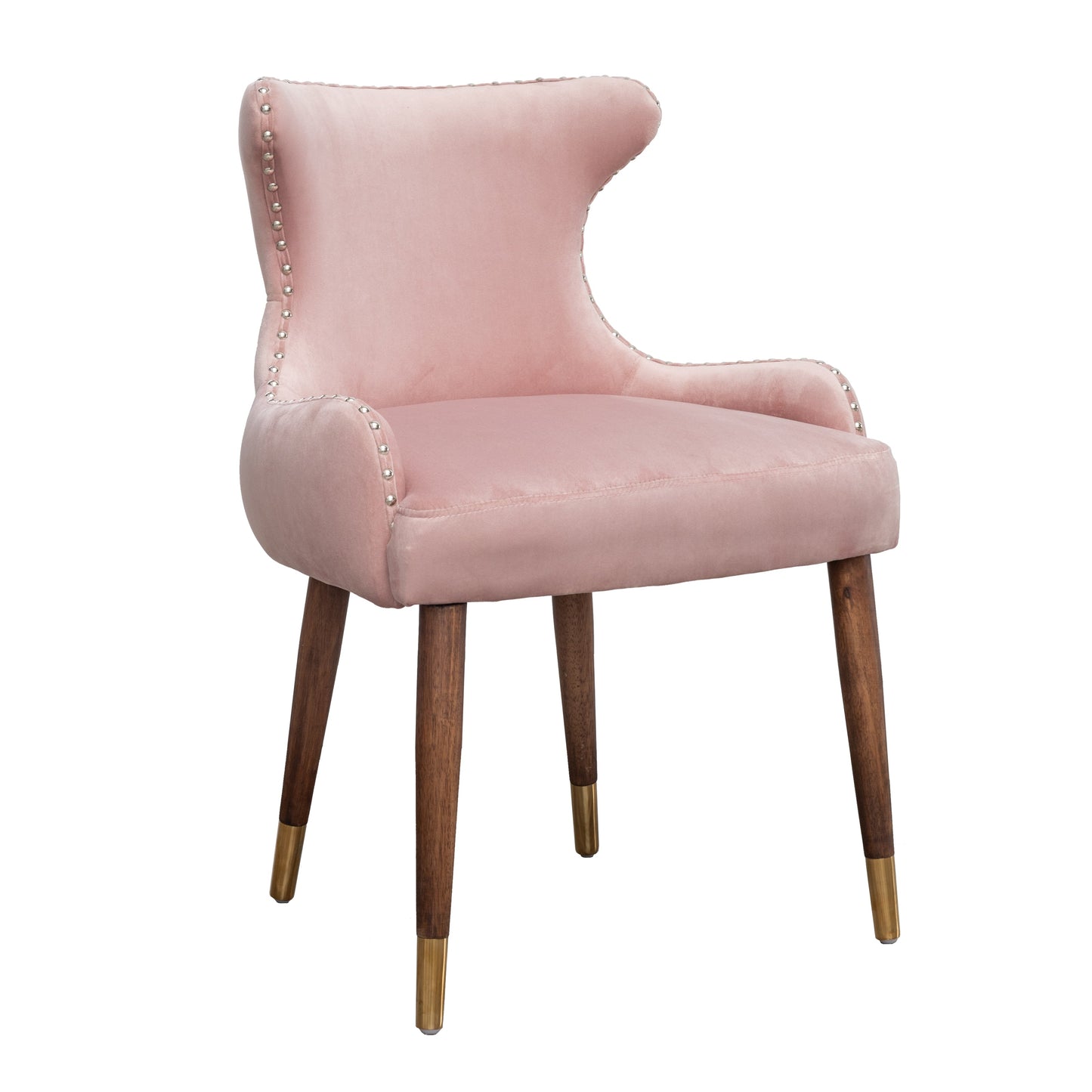 Lindale Contemporary Velvet Upholstered Nailhead Trim Accent Chair, Pink