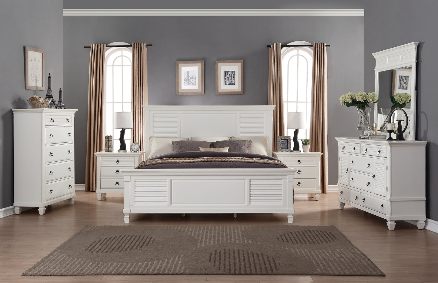 Regitina Contemporary White Wood Bedroom Collection