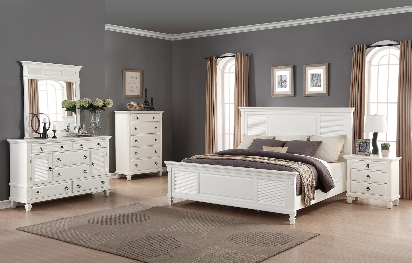 Regitina Contemporary White Wood Bedroom Collection