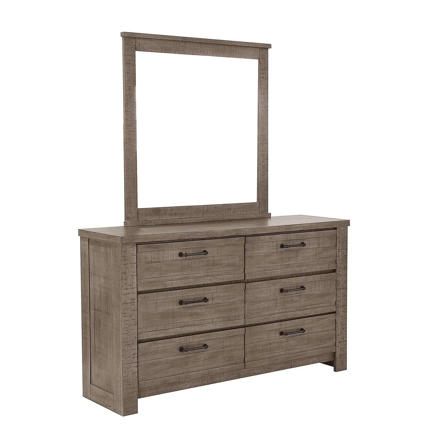 Sedona Transitional Medium Gray Wood 6-Drawer Dresser and Mirror