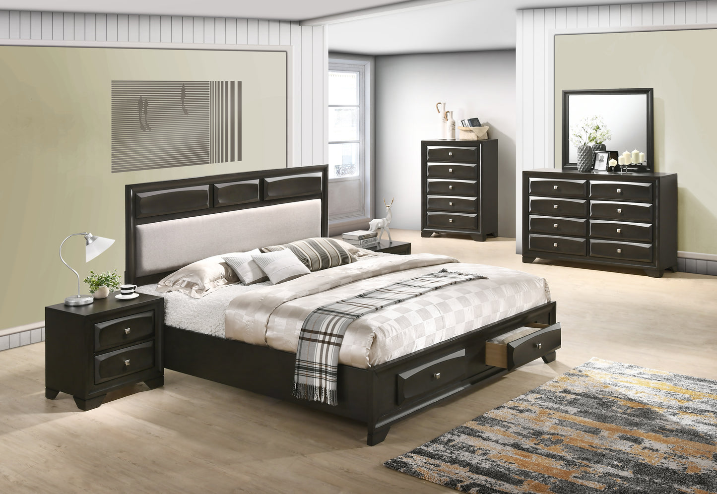 Oakland Antique Gray Finish Wood Bedroom Collection