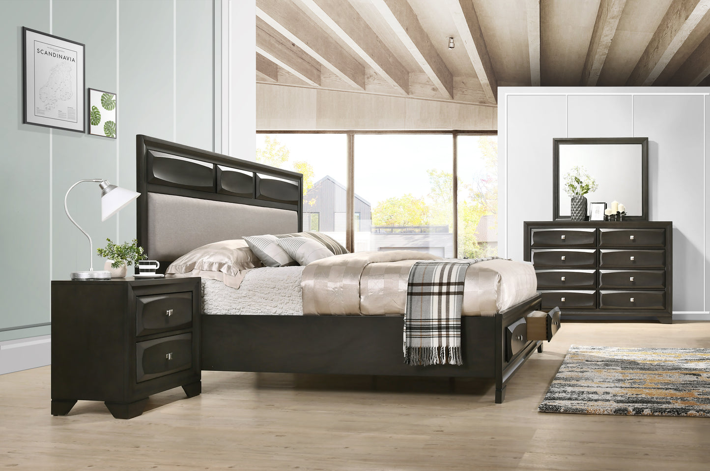 Oakland Antique Gray Finish Wood Bedroom Collection