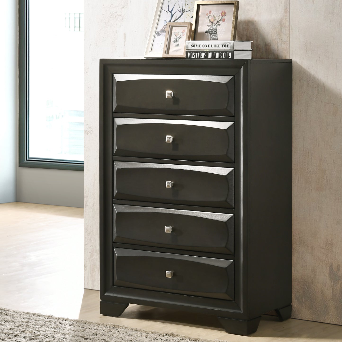 Asger Antique Gray Finish Wood Bedroom Collection