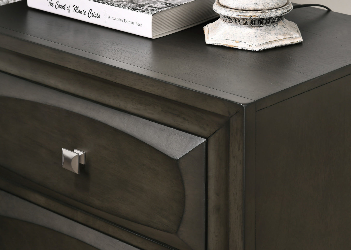 Oakland Antique Gray Finish Wood 2 Drawers Nightstand