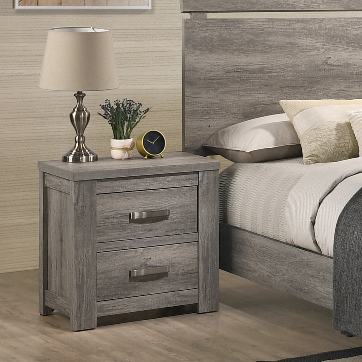 Floren Contemporary Weathered Gray Wood Bedroom Collection