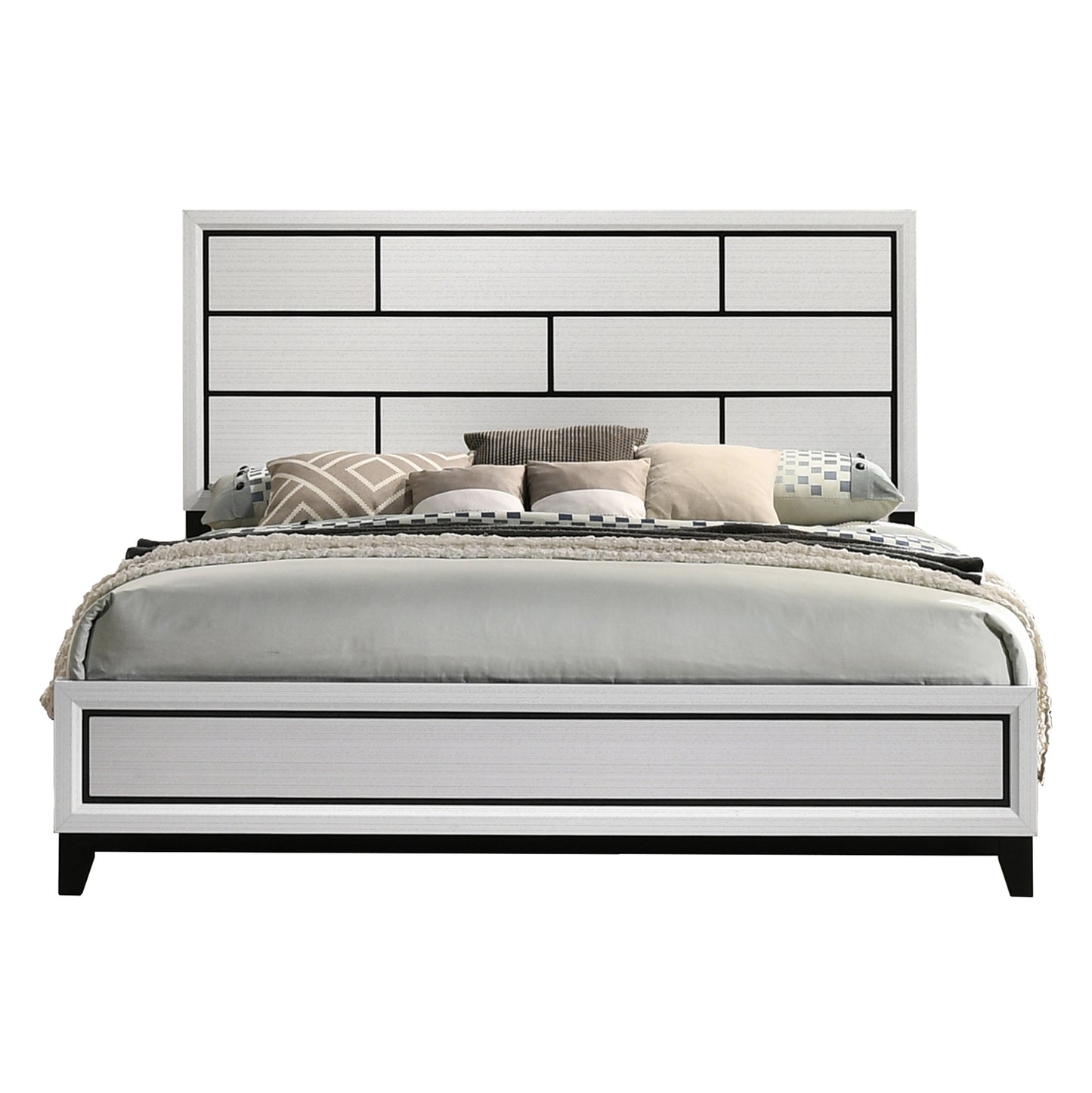 Stout Contemporary Carved Detailed Panel Bed in White