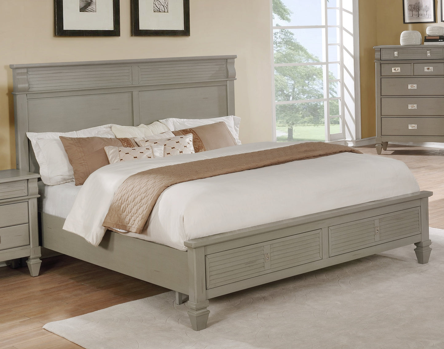 York Storage Platform Bed, Antique Gray