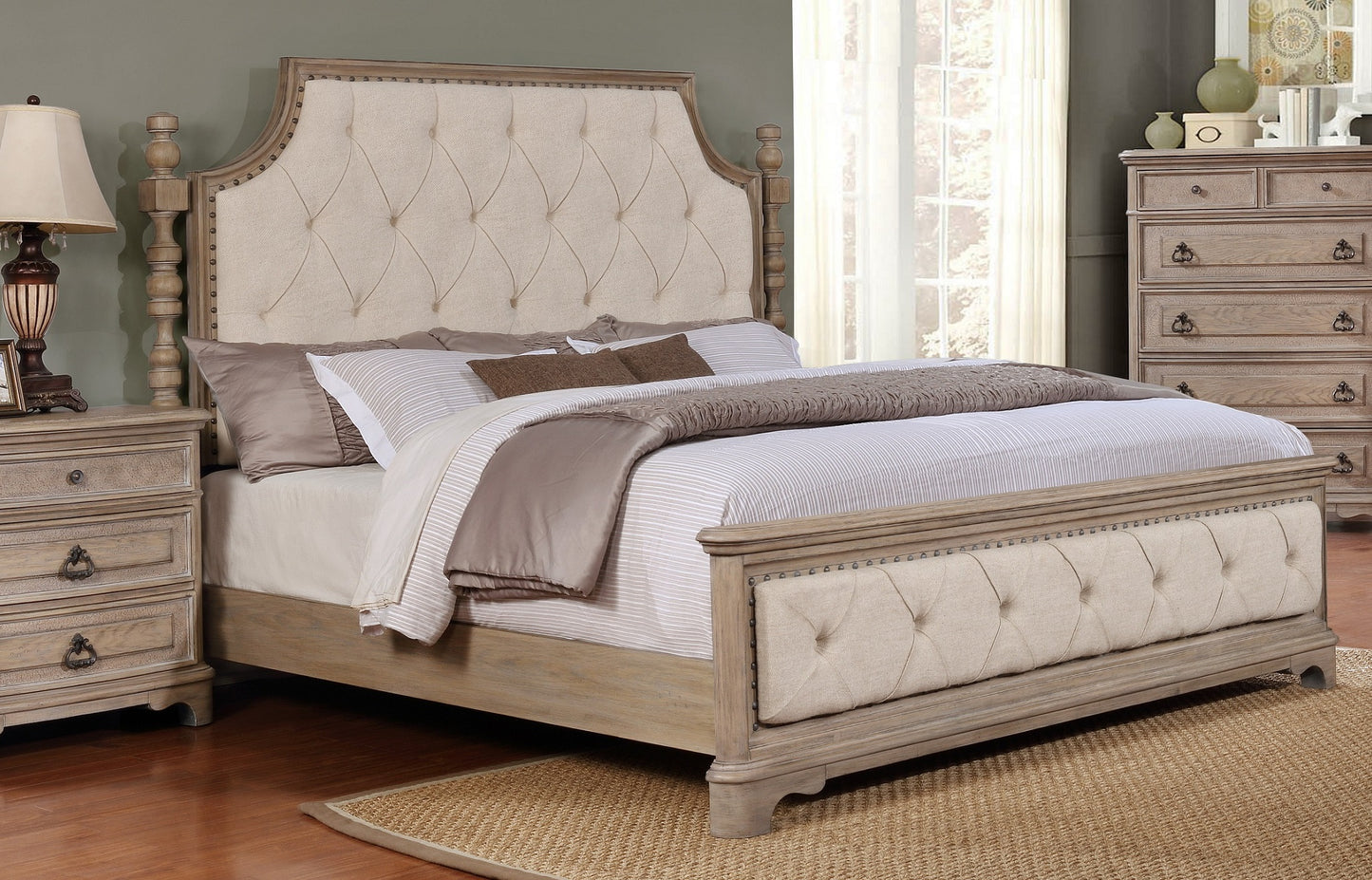 Piraeus Wood Whitewash Finish Bedroom Collection