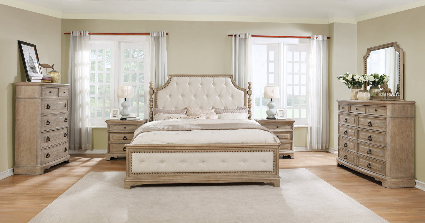 Piraeus Wood Whitewash Finish Bedroom Collection