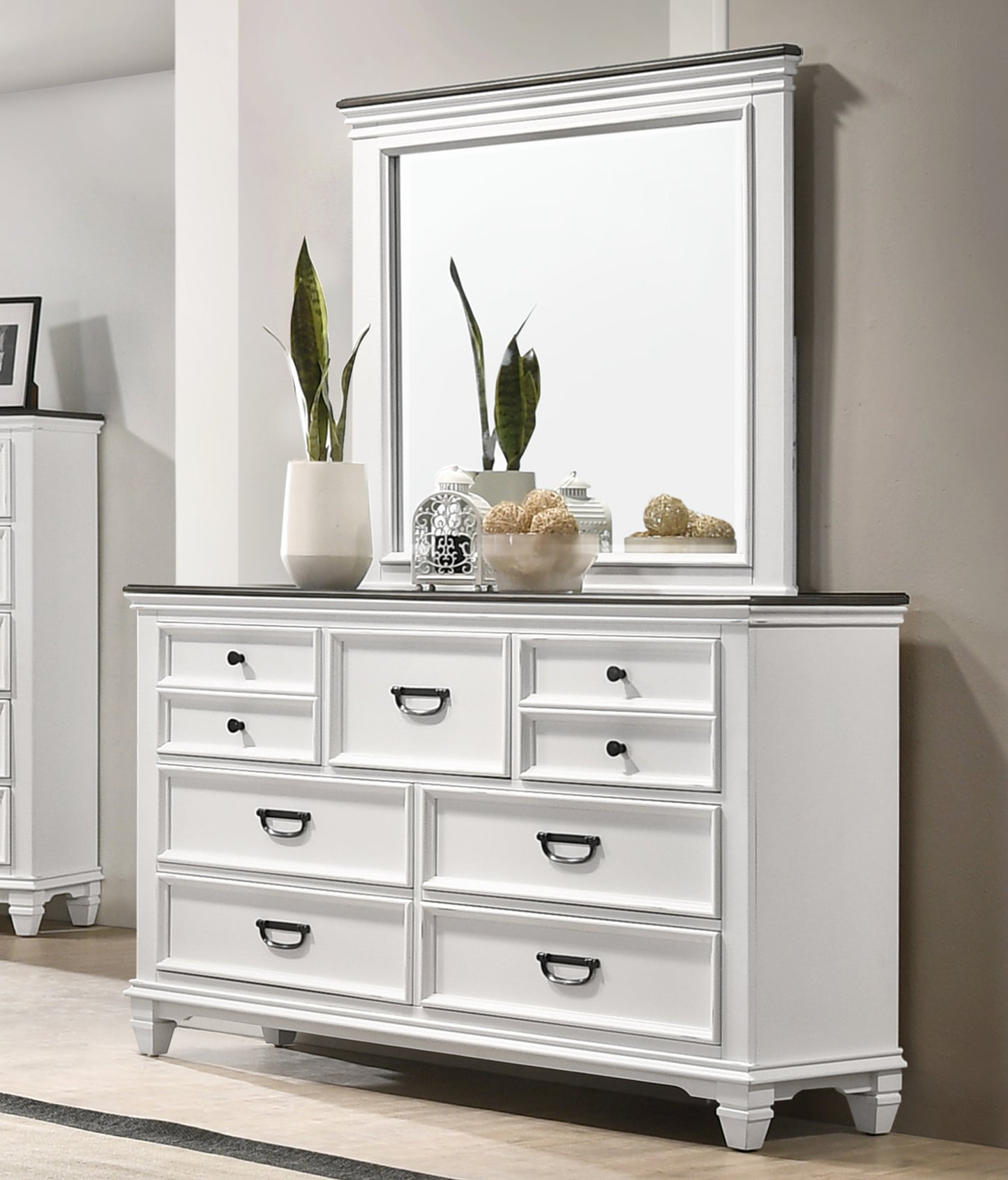 Clelane Wood Bedroom Set with Shiplap Panel Bedroom Collection, Weathered White and Gray