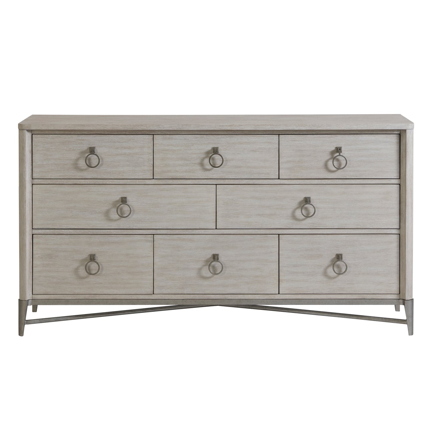 Mantalia Solid Wood 8-Drawer Dresser with Metal Frame, Champagne
