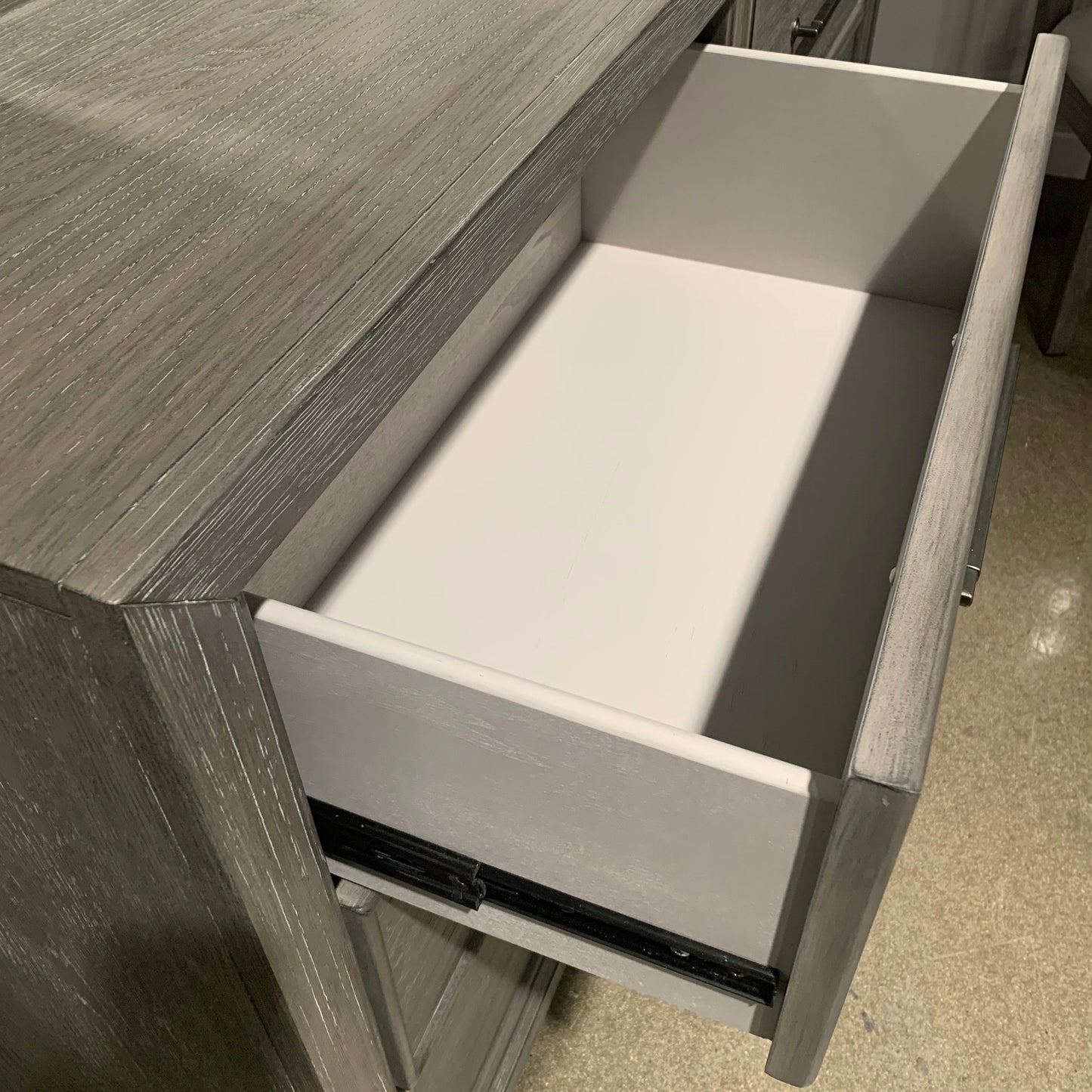 Ennesley Gray Wood 6 Drawers Dresser with Mirror