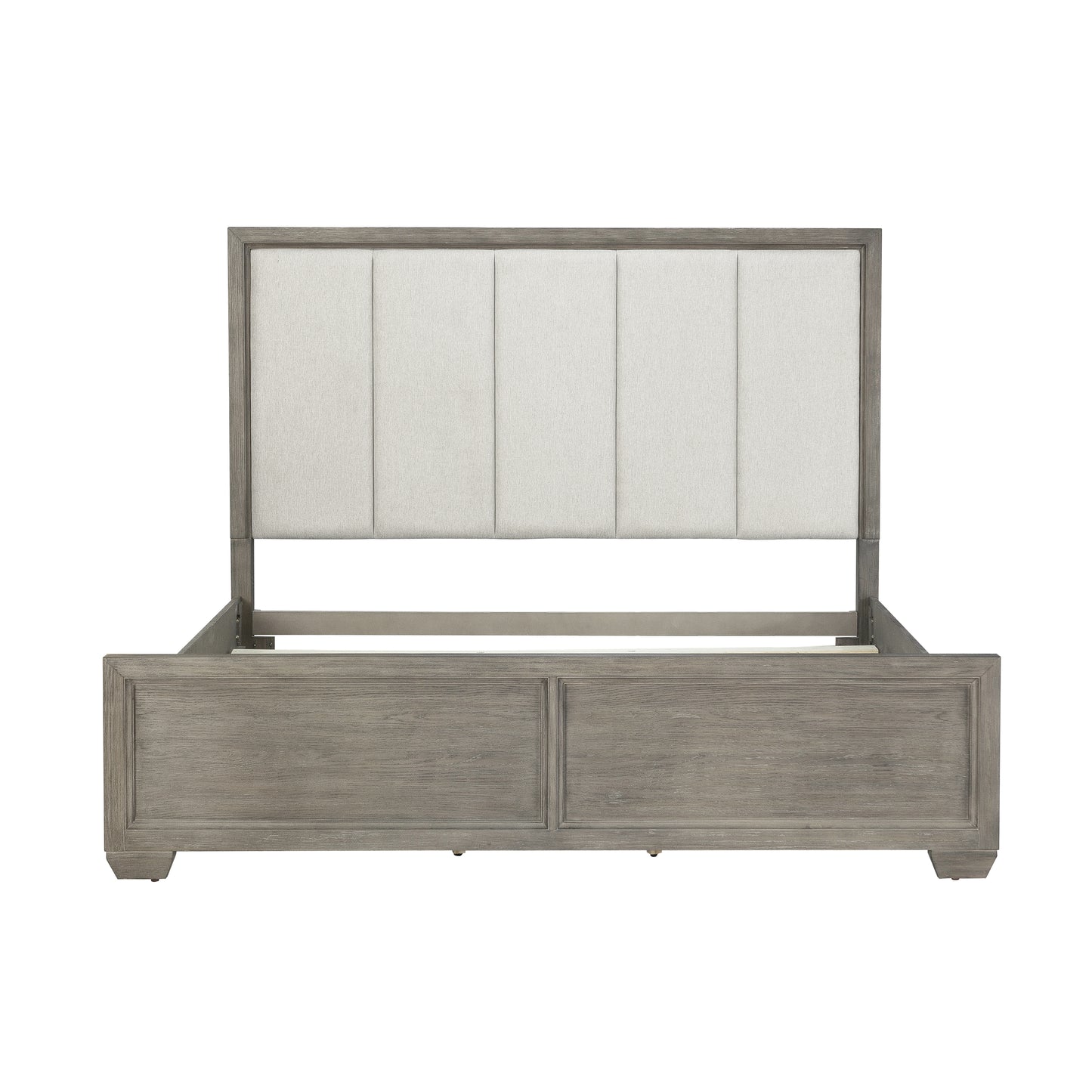 Ennesley Wood Upholstered Panel Bed Frame, Gray