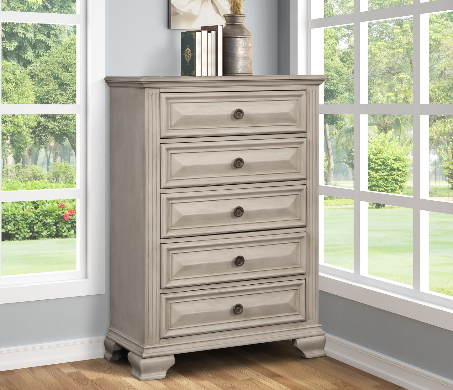 Renova Distressed Parchment Wood Bedroom Collection