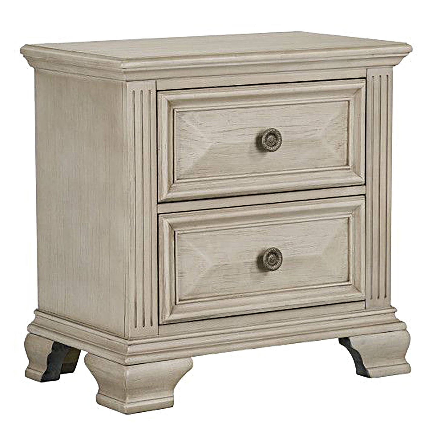 Renova Distressed Parchment 2-Drawer Nightstand