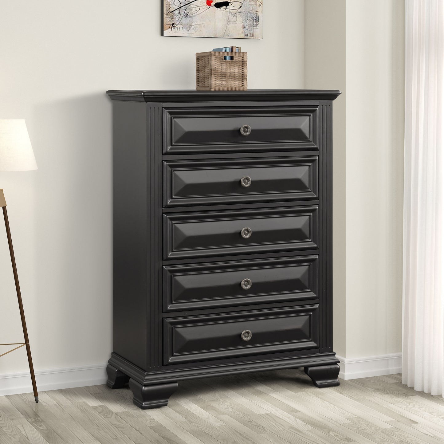 Renova Vintage Black Wood Bedroom Collection