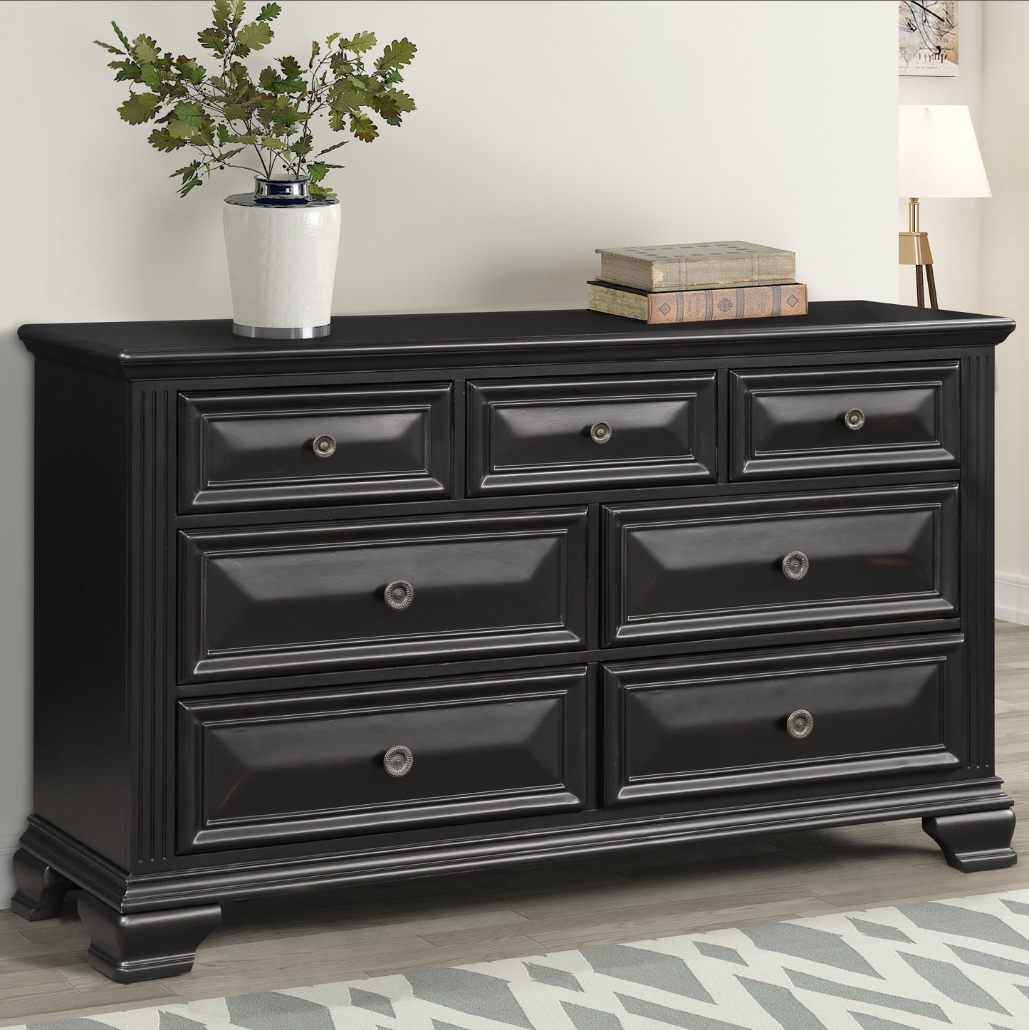 Renova Vintage Black Wood Bedroom Collection