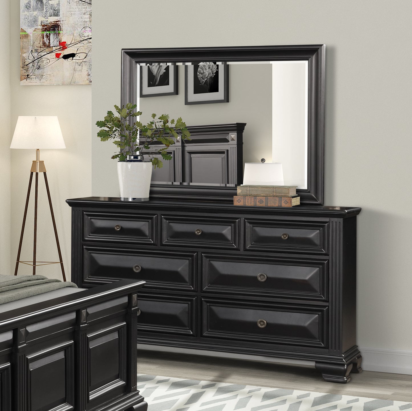 Renova Vintage Black Wood Bedroom Collection