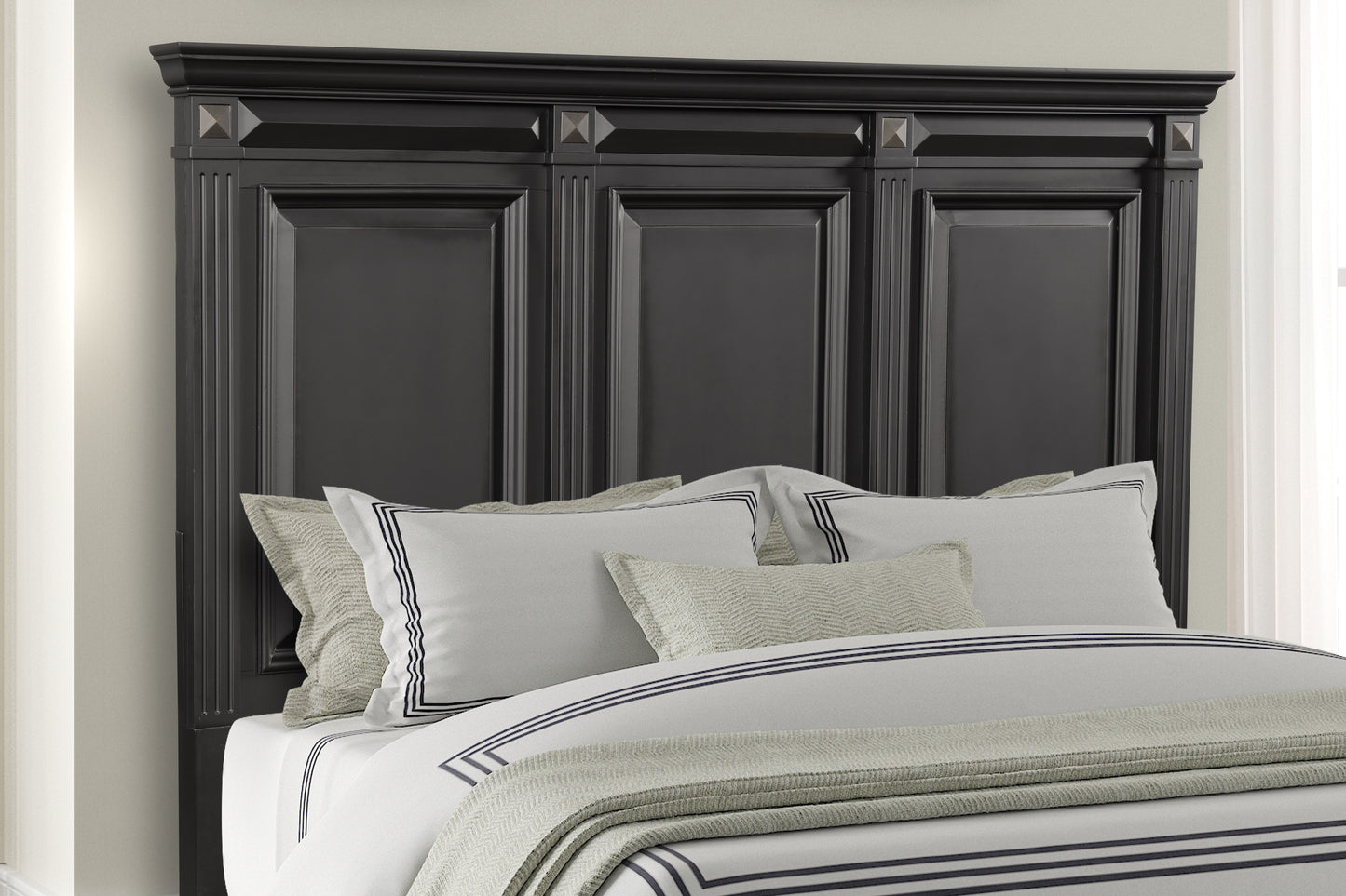 Roundhill Furniture Renova Wood Panel Bed, Vintage Black