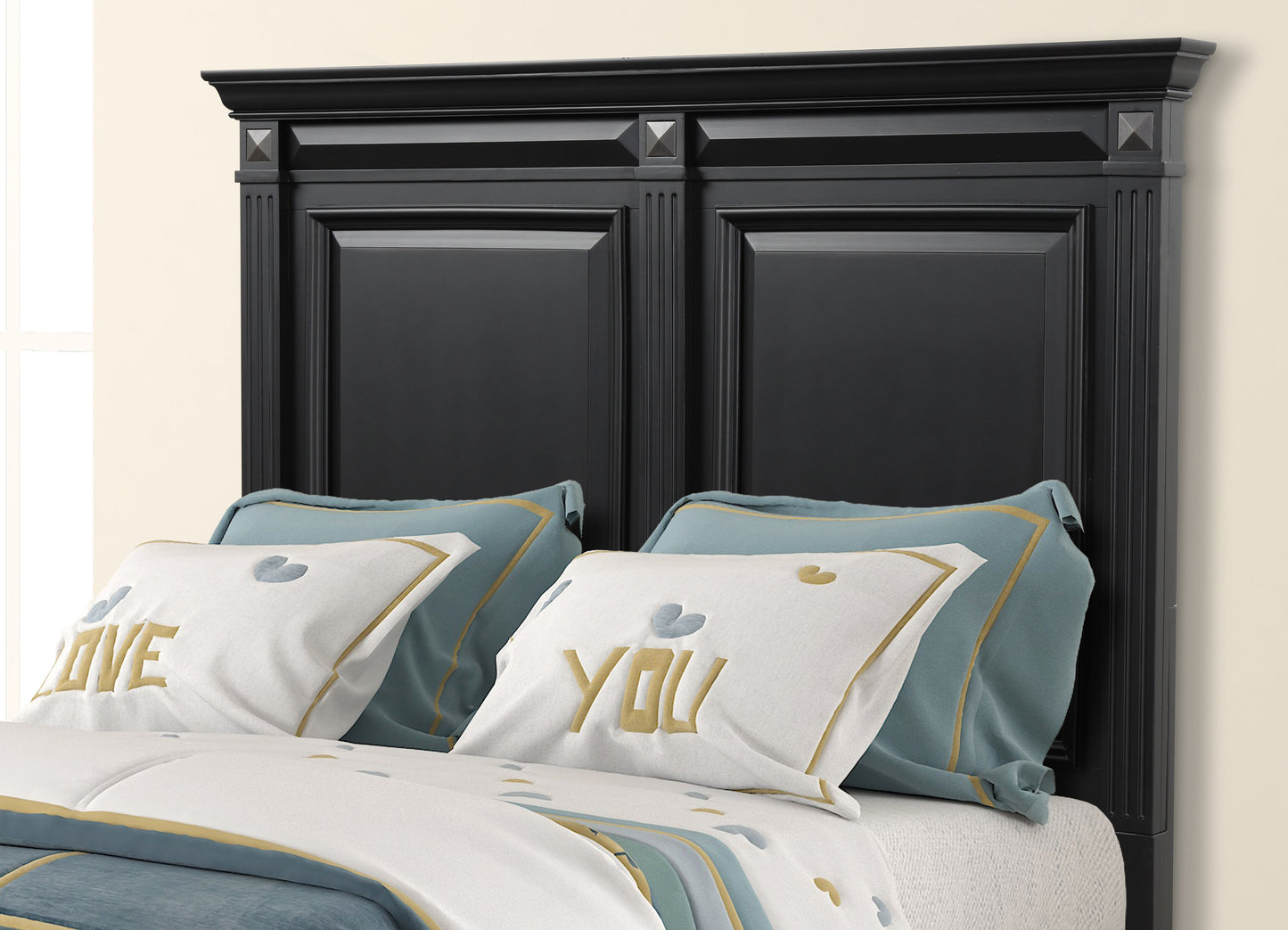 Roundhill Furniture Renova Wood Panel Bed, Vintage Black