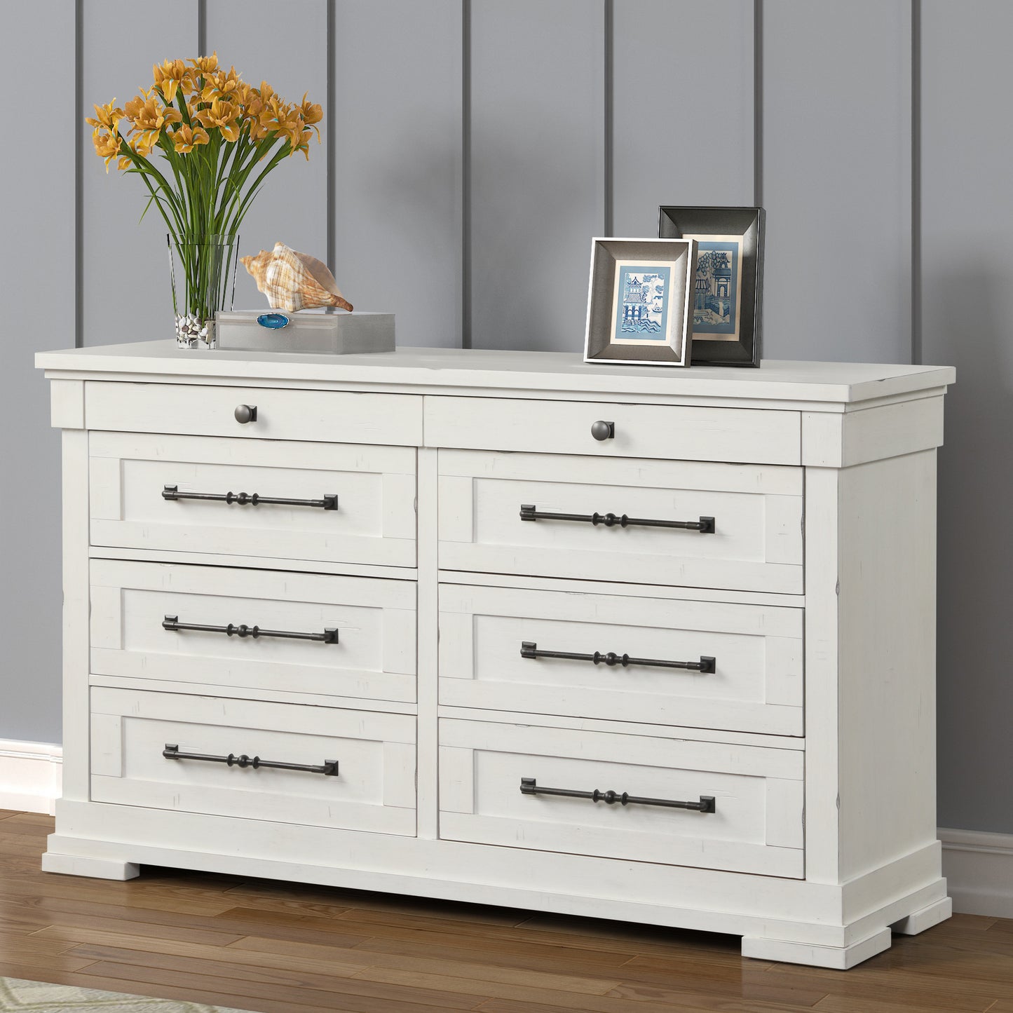 Laria Antique White Finish Wood Bedroom Collection