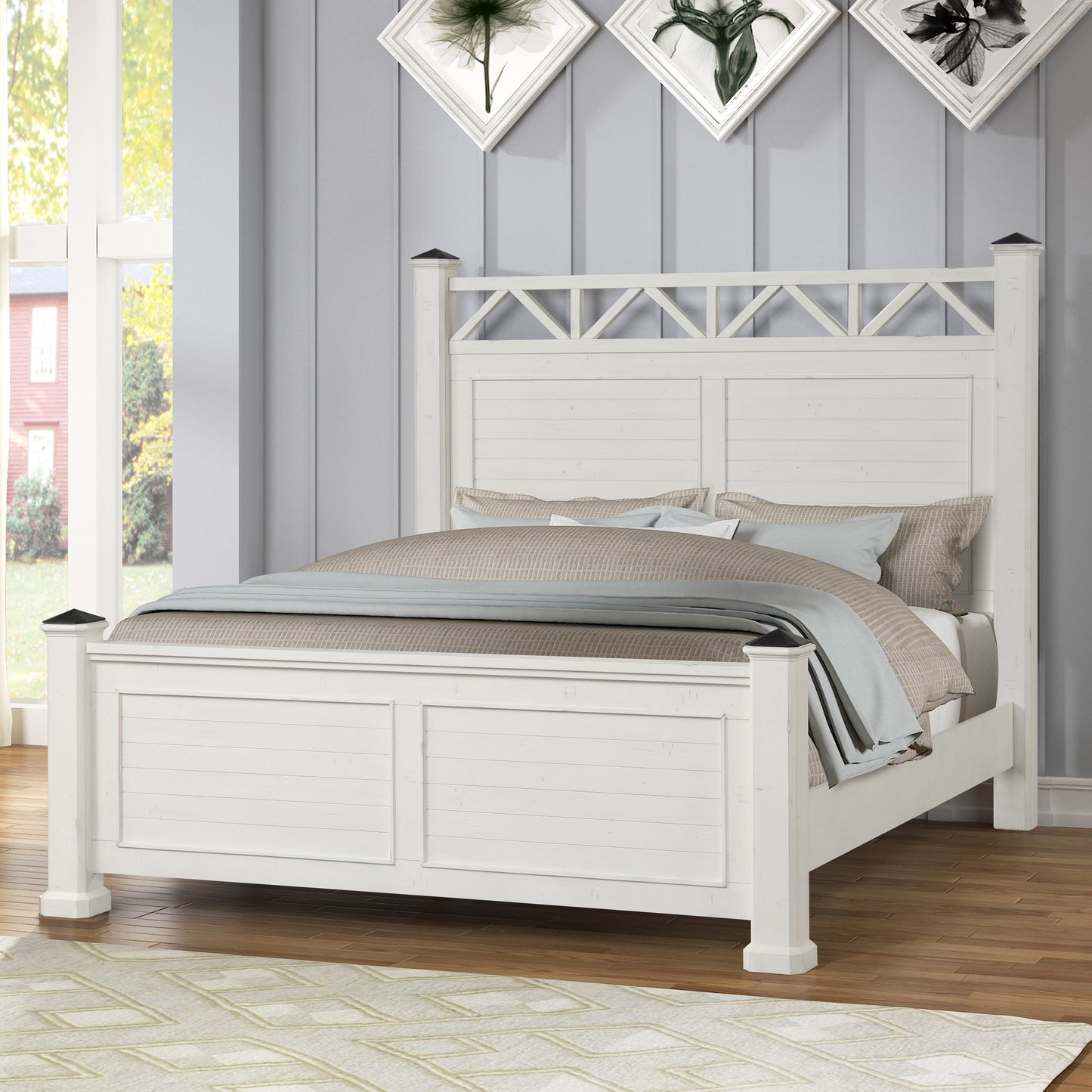 Laria Antique White Finish Wood Bedroom Collection