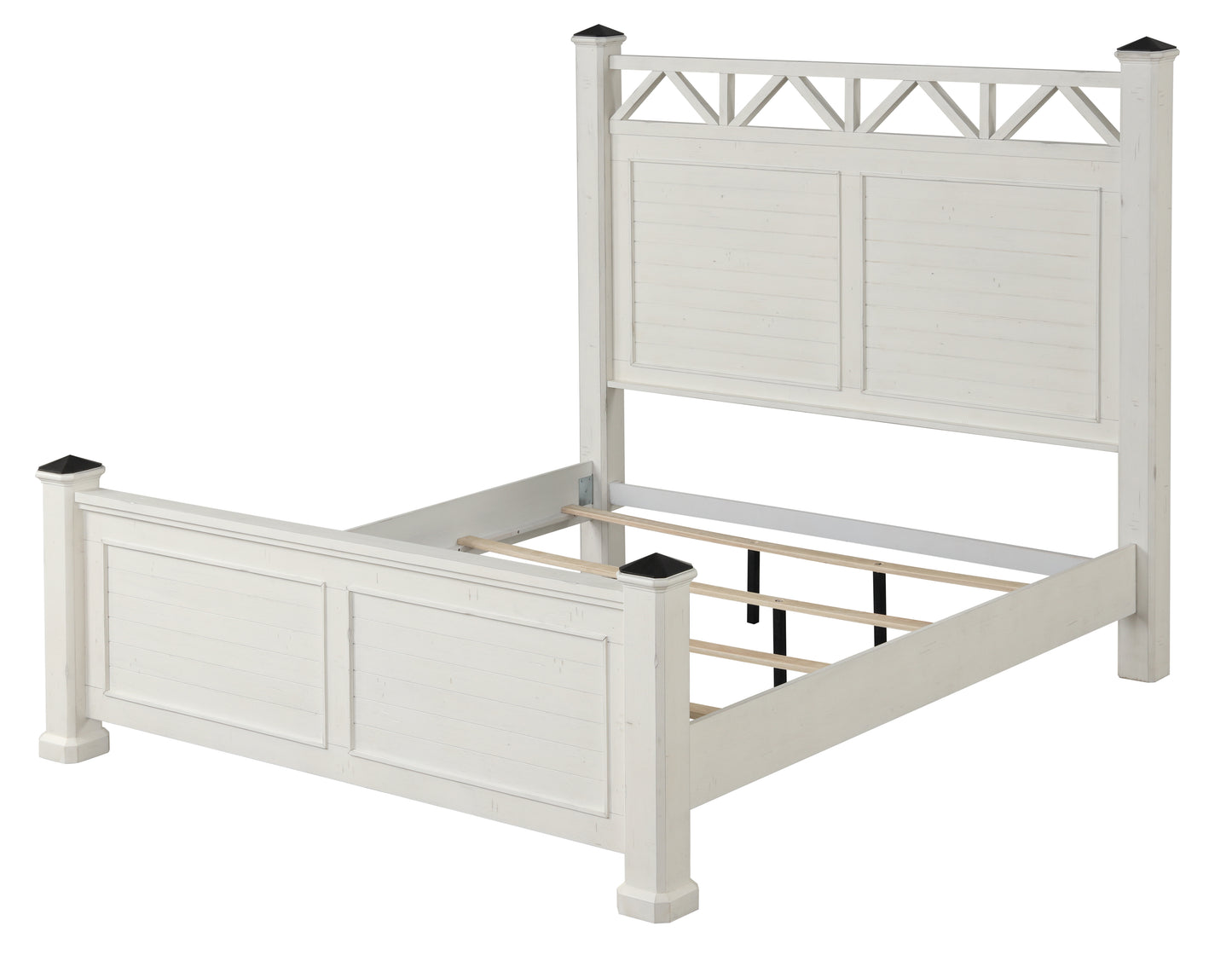 Laria Antique White Finish Wood Panel Bed