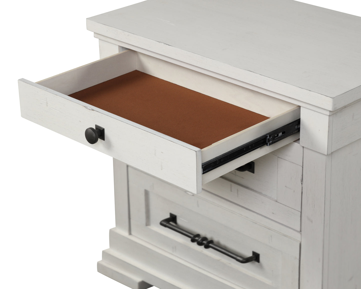 Laria Antique White Finish Wood 3-Drawer Nightstand