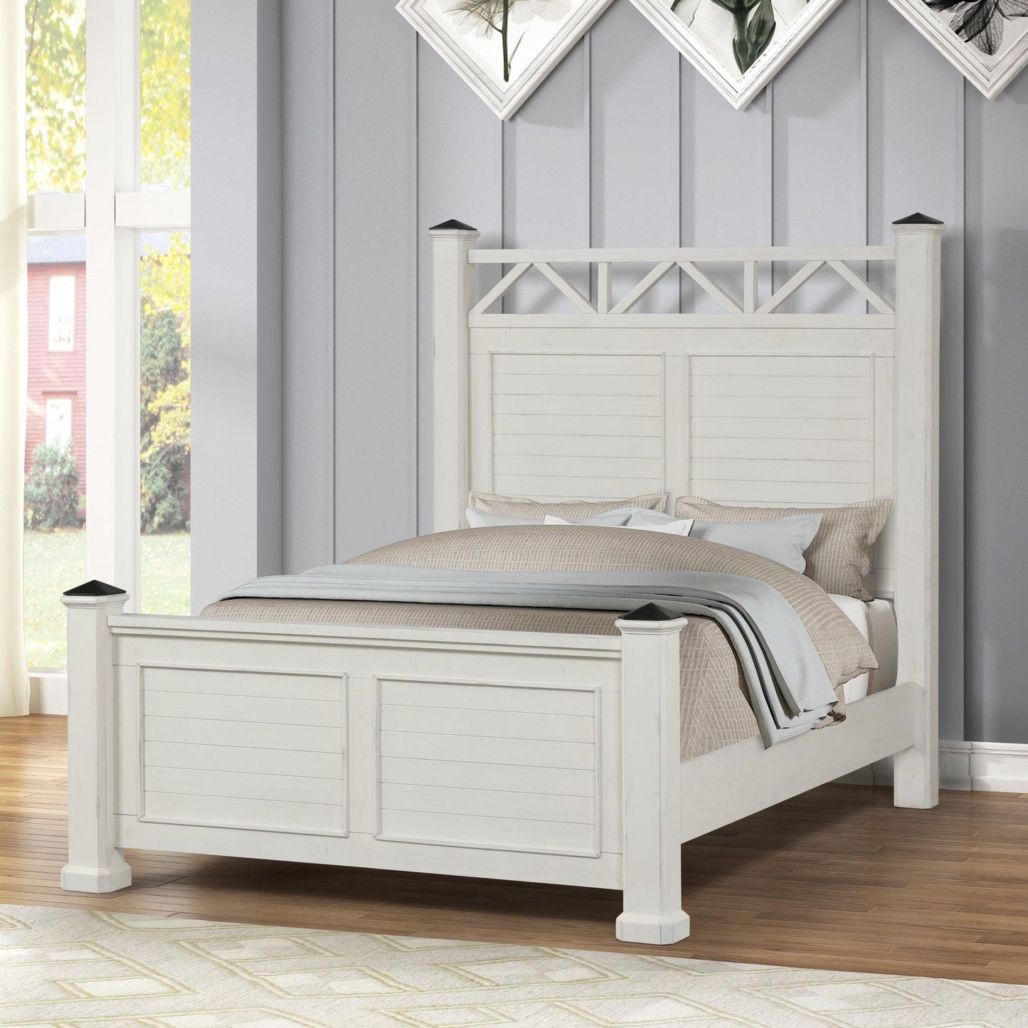 Laria Antique White Finish Wood Bedroom Collection