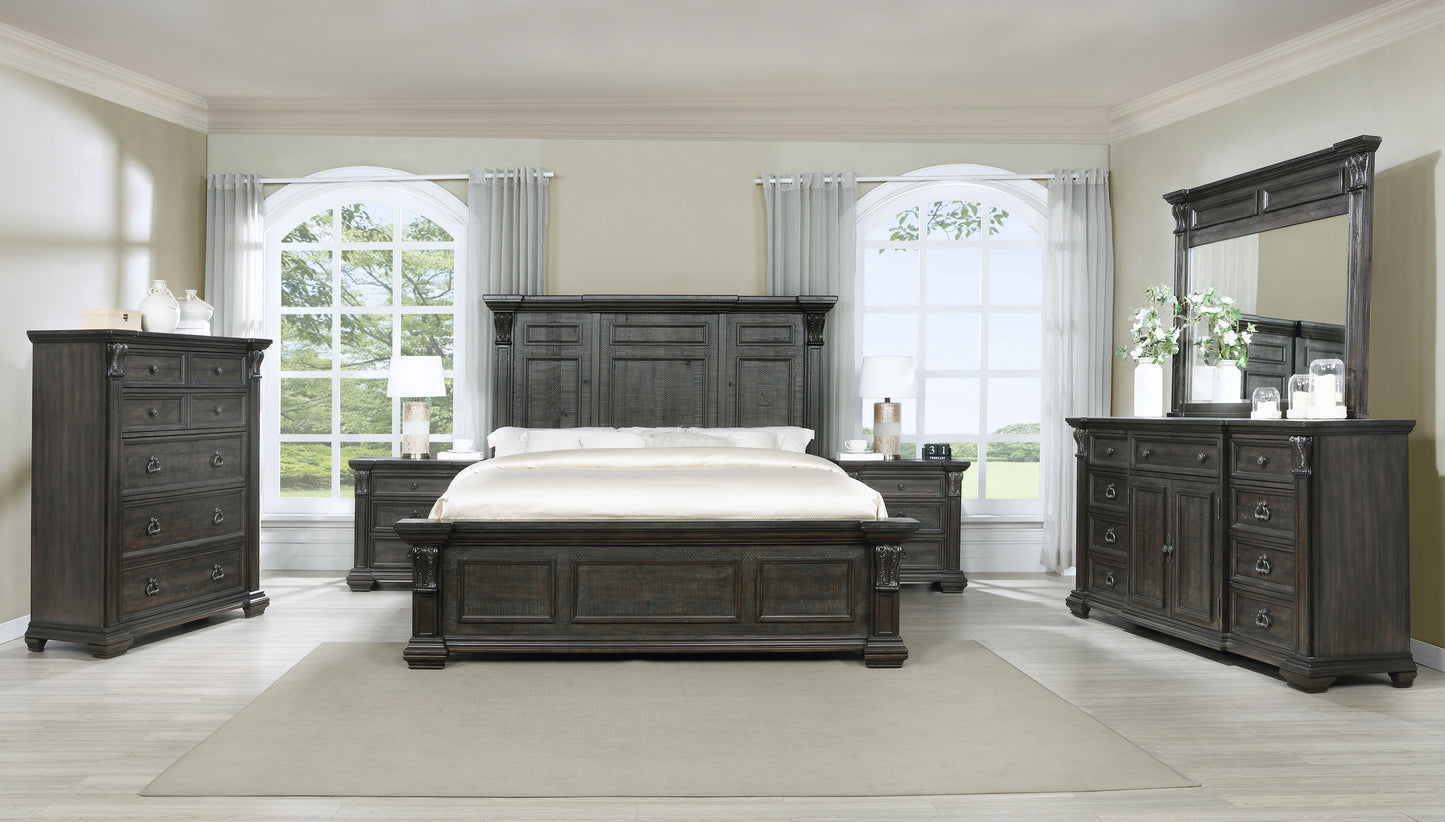 Farson Distressed Dark Walnut Finish Wood Bedroom Collection