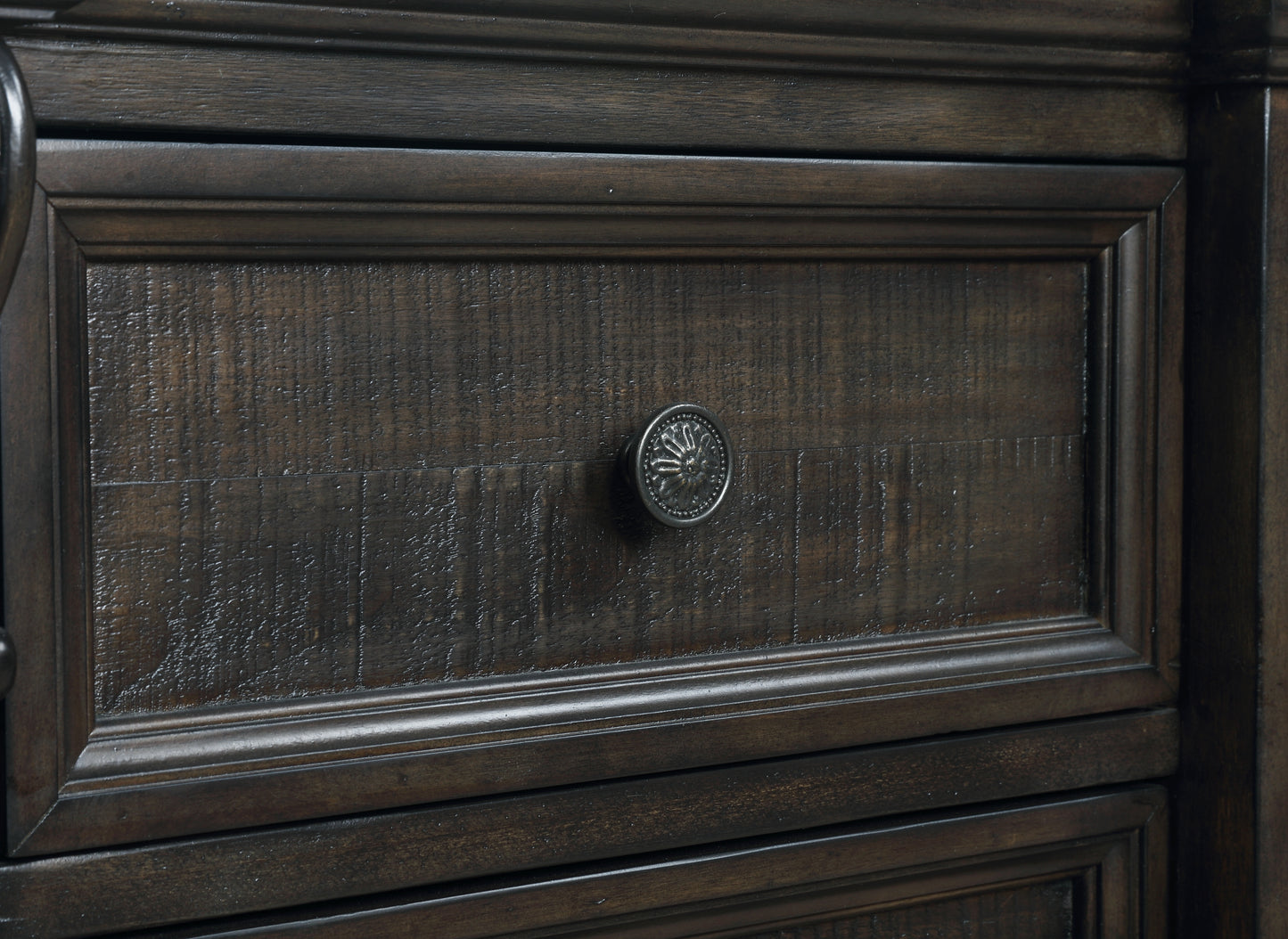 Farson Distressed Dark Walnut Finish Wood 3-Drawer Nightstand