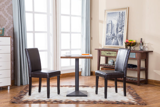 Urban Style Solid Wood Leatherette Padded Parson Chair - Set of 2