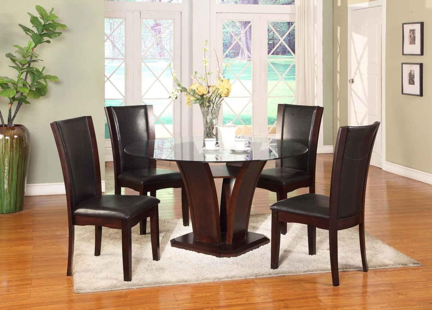 Dark Brown Solid Wood Dining Chairs Set of 2